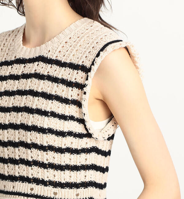 MACPHEE「コットンアイレット ノースリーブプルオーバー」|ニット・セーター|