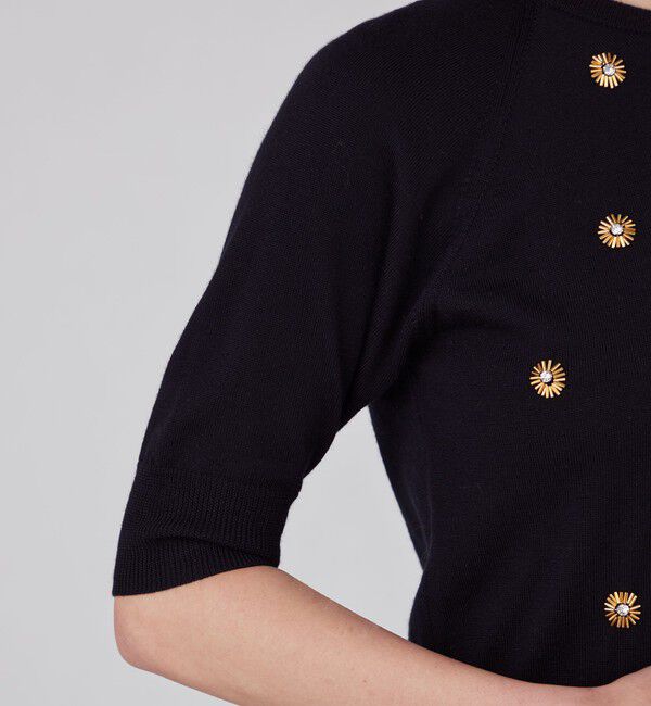 MACPHEE「ウールビジュー ハーフスリーブプルオーバー」|ニット・セーター|