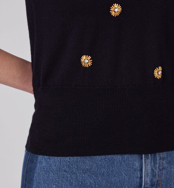 MACPHEE「ウールビジュー ハーフスリーブプルオーバー」|ニット・セーター|