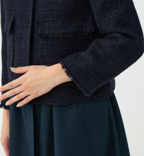 Ballsey「ラメミックスツイード セミダブルクルージャケット」|ノーカラージャケット|