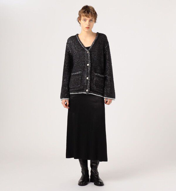 DES PRES「グリッターウールファー Vネックカーディガン」|カーディガン|