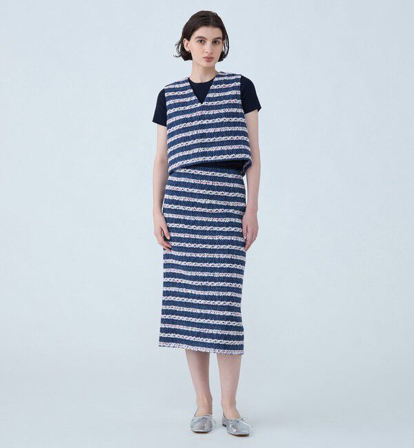 TOMORROWLAND collection「フルールボーダー タイトストレートスカート」|タイト|