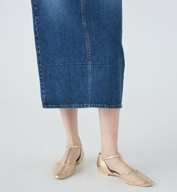 MACPHEE「コットンデニム Iラインロングスカート」|タイト|