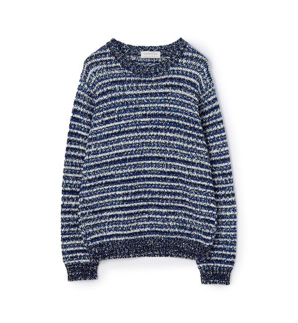TOMORROWLAND MENS「TOMORROWLAND tricot コットン マルチカラー クルーネックニット」|ニット・セーター|66 ブルー系