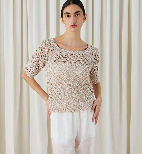 DES PRES「コットンブークレームリネ スクエアネックプルオーバー」|ニット・セーター|