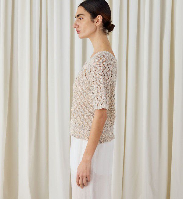 DES PRES「コットンブークレームリネ スクエアネックプルオーバー」|ニット・セーター|