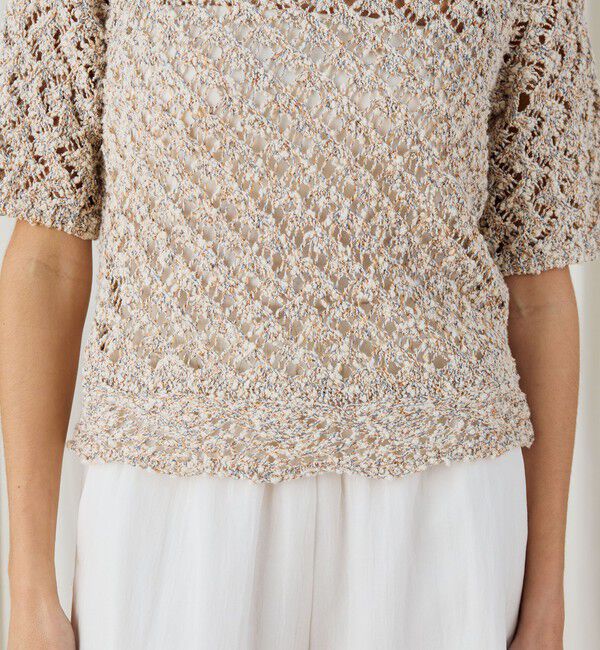 DES PRES「コットンブークレームリネ スクエアネックプルオーバー」|ニット・セーター|