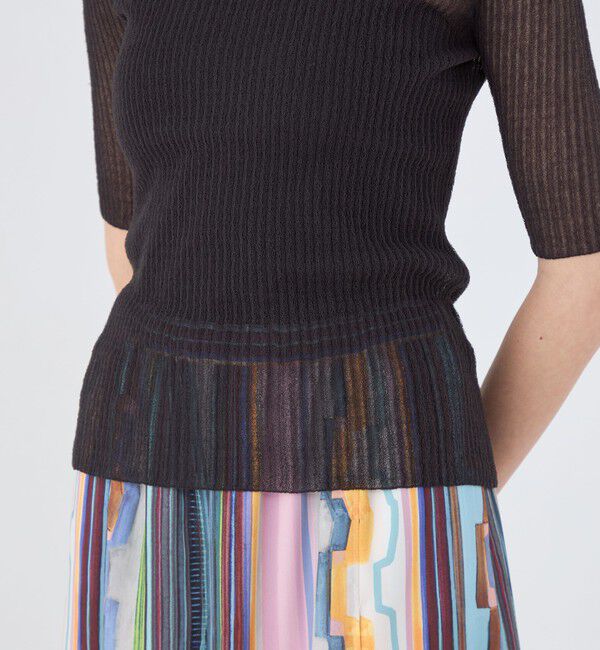 Ballsey「シアーダブルジャカード ハーフスリーブプルオーバー」|ニット・セーター|