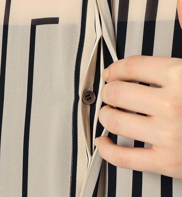 GALERIE VIE「ストライプシルクストレッチ ギャザーシャツドレス」|ワンピース|