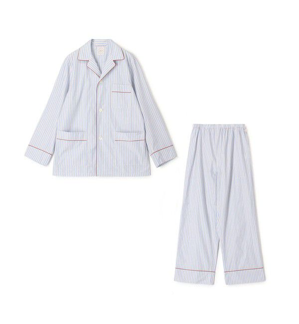 TOMORROWLAND HOME「コットンブロードストライプ パジャマ（ウィメンズ）」|ルームウェア|66 ブルー系