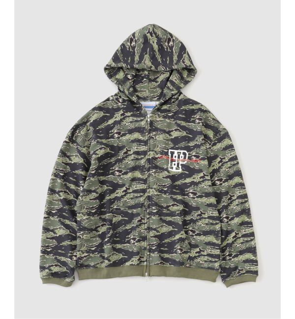 JOINT WORKS「PLAYHOUR /プレイアワー Tiger Camo Zip Hoodie」|パーカー|カーキ