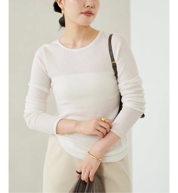 Plage「WO Mix Sheer Rib ニット」|ニット・セーター|ホワイト
