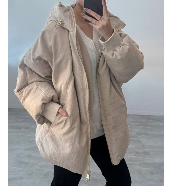 SLOBE IENA「中綿ボリュームフードブルゾン」|その他|ベージュ