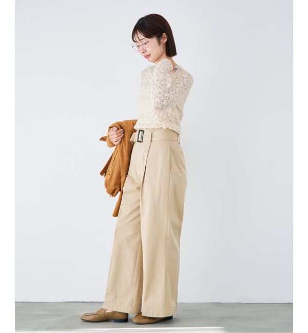 IENA「《一部カラーWEB限定/追加4予約》Flowerストレッチレースプルオーバー」|Tシャツ・カットソー|