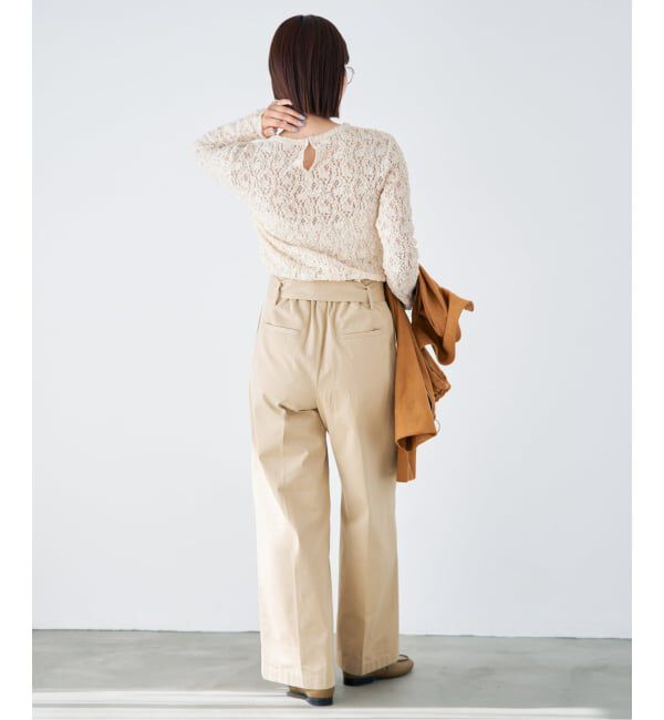 IENA「《一部カラーWEB限定/追加4予約》Flowerストレッチレースプルオーバー」|Tシャツ・カットソー|