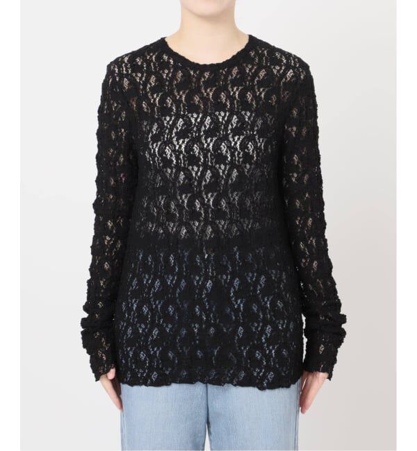 IENA「《一部カラーWEB限定/追加4予約》Flowerストレッチレースプルオーバー」|Tシャツ・カットソー|