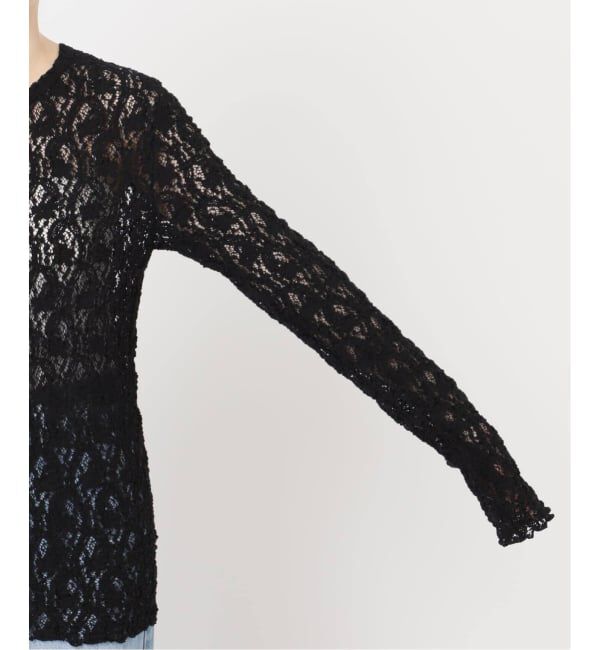 IENA「《一部カラーWEB限定/追加4予約》Flowerストレッチレースプルオーバー」|Tシャツ・カットソー|