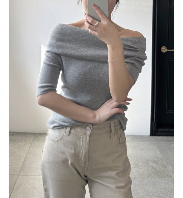 SLOBE IENA「《予約》オフショルダーリブニット」|ニット・セーター|