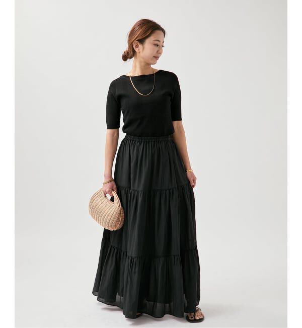 VERMEIL par iena「《予約》ランダムRIB ボートネック ハーフスリーブ プルオーバー」|ニット・セーター|