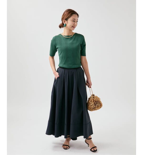 VERMEIL par iena「《予約》ランダムRIB ボートネック ハーフスリーブ プルオーバー」|ニット・セーター|