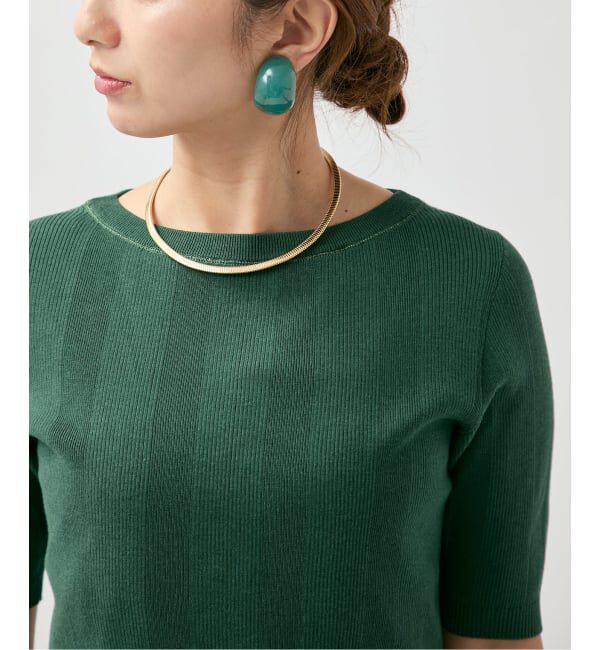 VERMEIL par iena「《予約》ランダムRIB ボートネック ハーフスリーブ プルオーバー」|ニット・セーター|