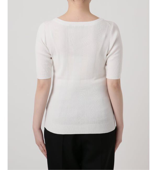 VERMEIL par iena「《予約》ランダムRIB ボートネック ハーフスリーブ プルオーバー」|ニット・セーター|