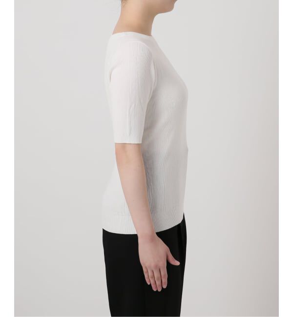 VERMEIL par iena「《予約》ランダムRIB ボートネック ハーフスリーブ プルオーバー」|ニット・セーター|