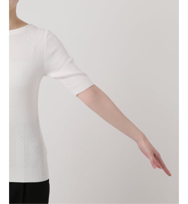 VERMEIL par iena「《予約》ランダムRIB ボートネック ハーフスリーブ プルオーバー」|ニット・セーター|