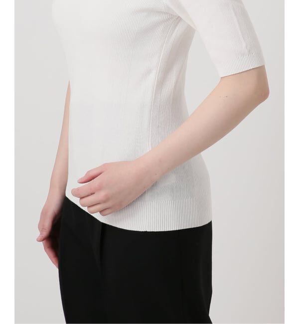 VERMEIL par iena「《予約》ランダムRIB ボートネック ハーフスリーブ プルオーバー」|ニット・セーター|