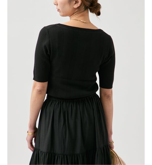 VERMEIL par iena「《予約》ランダムRIB ボートネック ハーフスリーブ プルオーバー」|ニット・セーター|