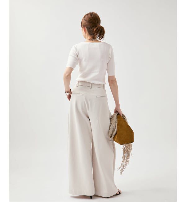 VERMEIL par iena「《予約》ランダムRIB ボートネック ハーフスリーブ プルオーバー」|ニット・セーター|