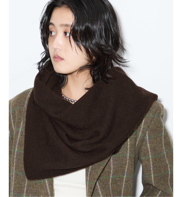 journal standard L'essage「【ASAUCE MELER】シームレス トライアングル カシミヤニットストール」|ストール|ブラウン