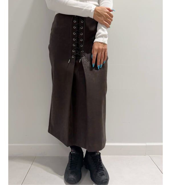 Oriens JOURNAL STANDARD「レースアップフェイクレザースカート」|スカート|