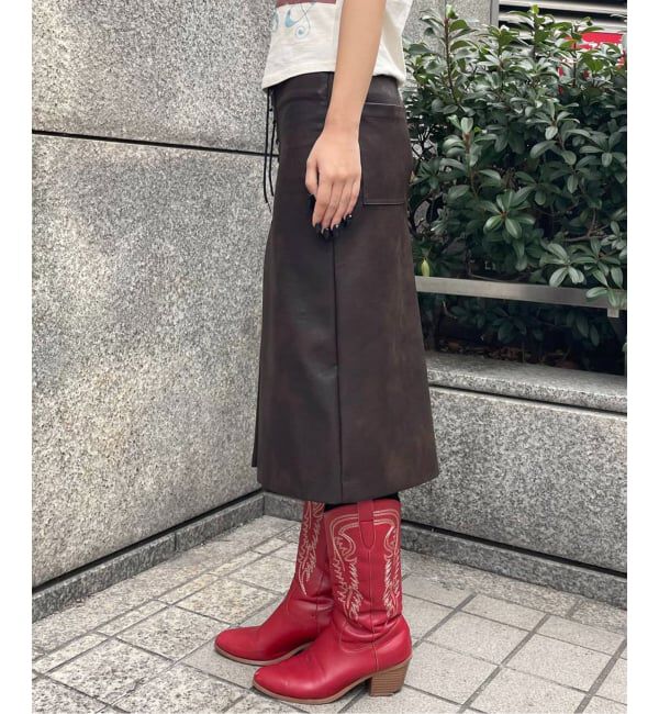 Oriens JOURNAL STANDARD「レースアップフェイクレザースカート」|スカート|