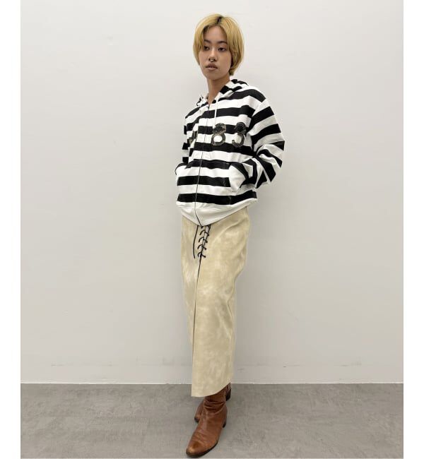 Oriens JOURNAL STANDARD「レースアップフェイクレザースカート」|スカート|