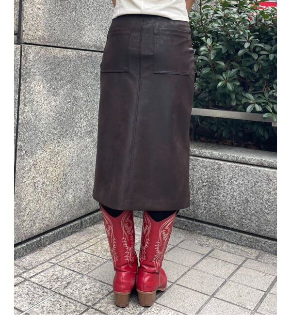 Oriens JOURNAL STANDARD「レースアップフェイクレザースカート」|スカート|