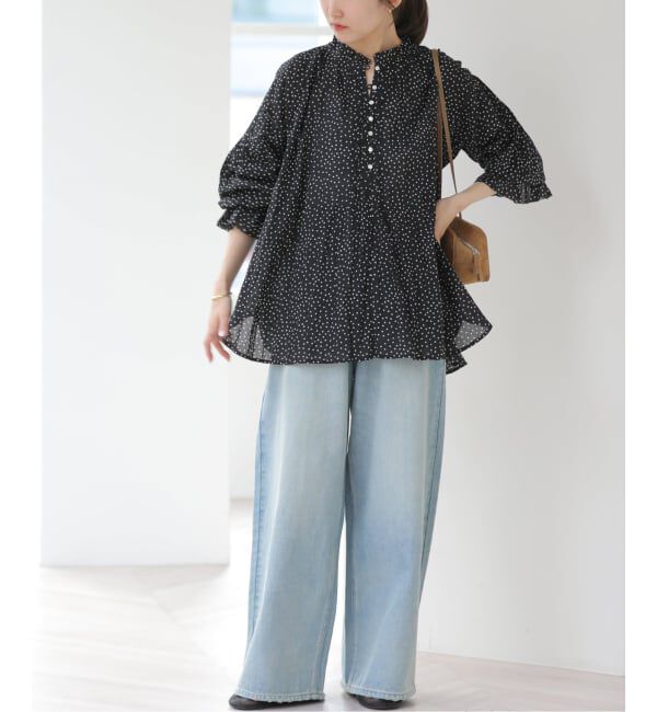 JOURNAL STANDARD relume「［26SS新作］コットンボイルクリンクルタックフリルプルオーバー（ドット柄）」|シャツ・ブラウス|