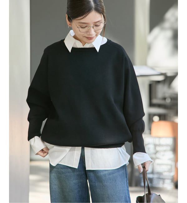 JOURNAL STANDARD「ウォッシャブルラグランプルオーバー」|ニット・セーター|ブラック