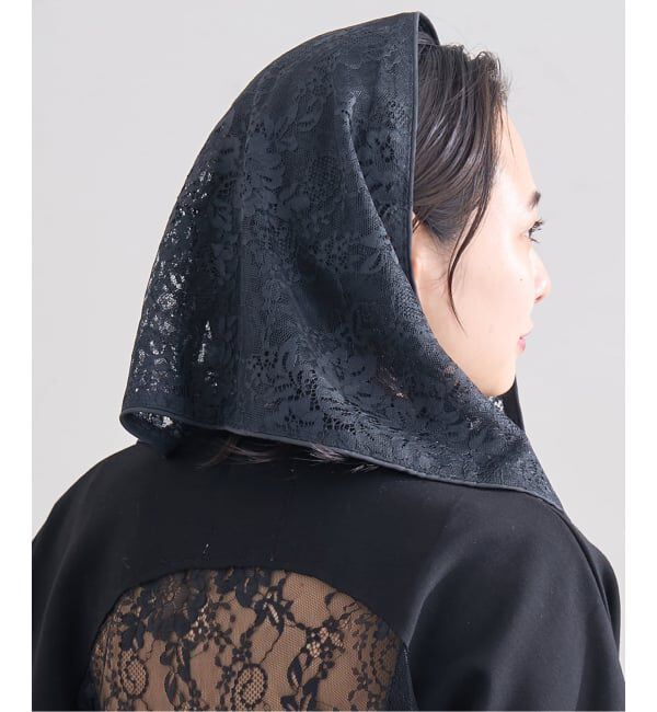 JOURNAL STANDARD「《予約》【LAYAS/レイヤーズ】 LACE TRIANGLE SCARF」|バンダナ・スカーフ|ブラック