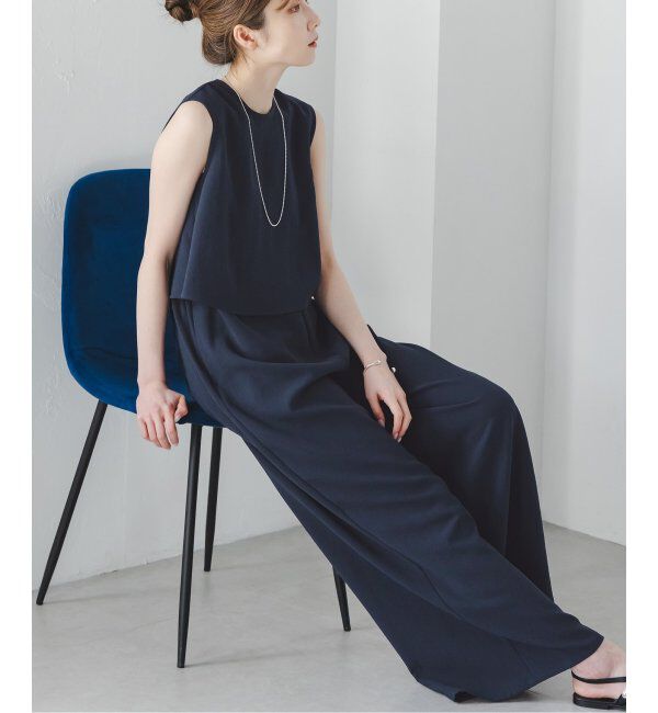 NOBLE「《追加》ダブルクレープスリーブレスオールインワン3」|オールインワン|