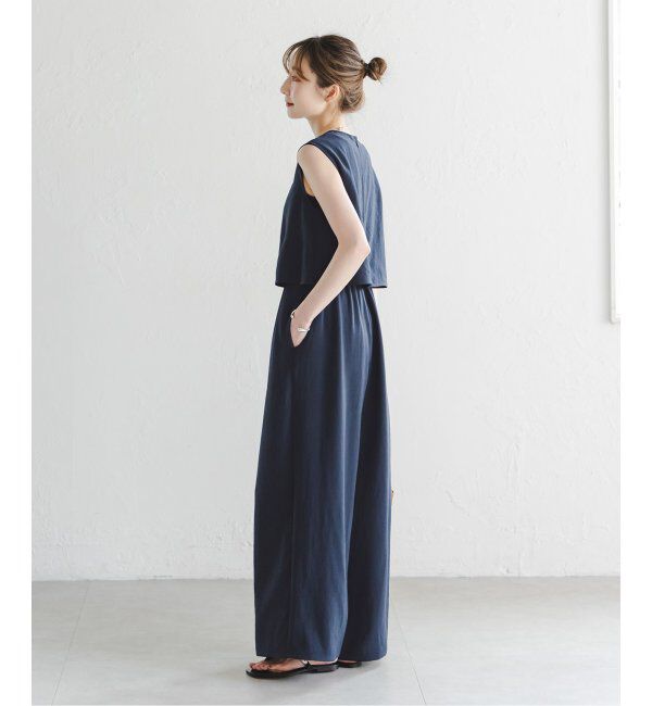 NOBLE「《追加》ダブルクレープスリーブレスオールインワン3」|オールインワン|