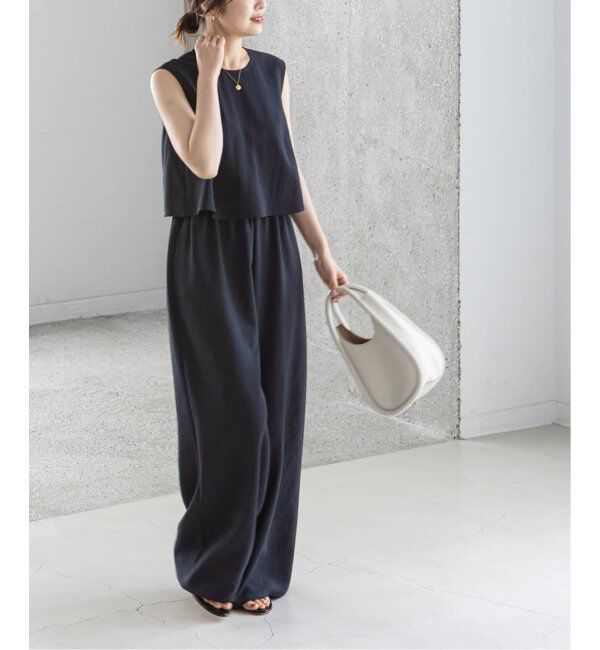 NOBLE「《追加》ダブルクレープスリーブレスオールインワン3」|オールインワン|