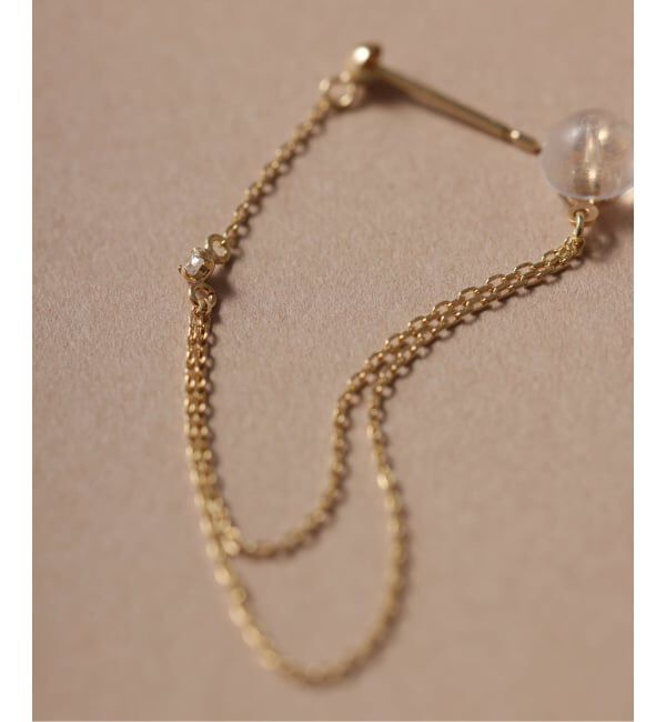 Lilas by Spick&Span「《WEB限定》デュアルチェーンダイヤピアス K10（両耳）」|ピアス|