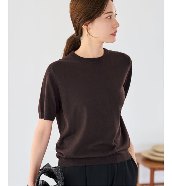 FRAMeWORK「イタリアヤーン basicハーフスリーブプルオーバー」|ニット・セーター|