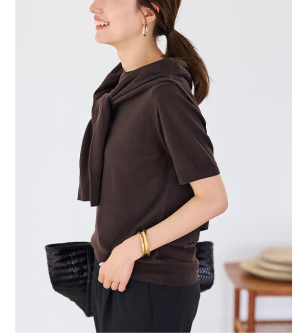 FRAMeWORK「イタリアヤーン basicハーフスリーブプルオーバー」|ニット・セーター|