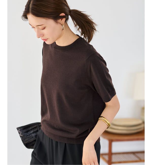 FRAMeWORK「イタリアヤーン basicハーフスリーブプルオーバー」|ニット・セーター|