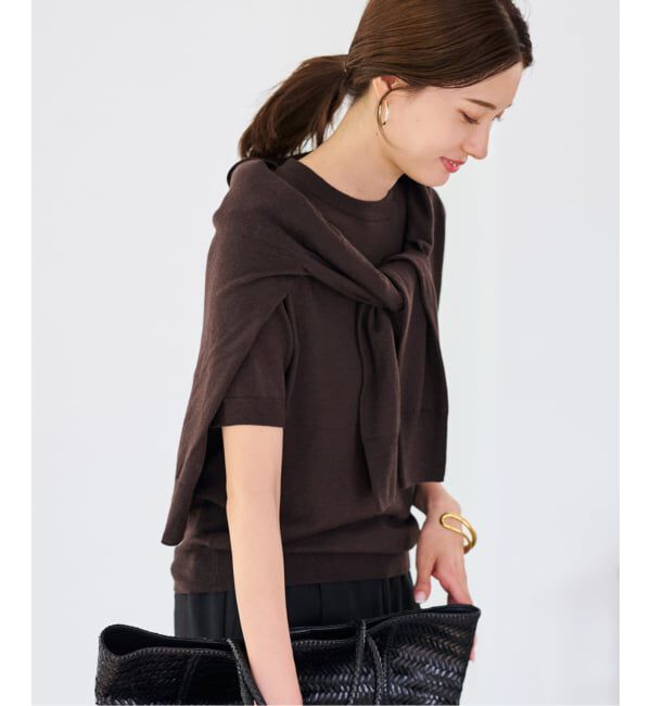 FRAMeWORK「イタリアヤーン basicハーフスリーブプルオーバー」|ニット・セーター|