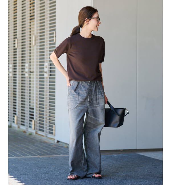 FRAMeWORK「イタリアヤーン basicハーフスリーブプルオーバー」|ニット・セーター|