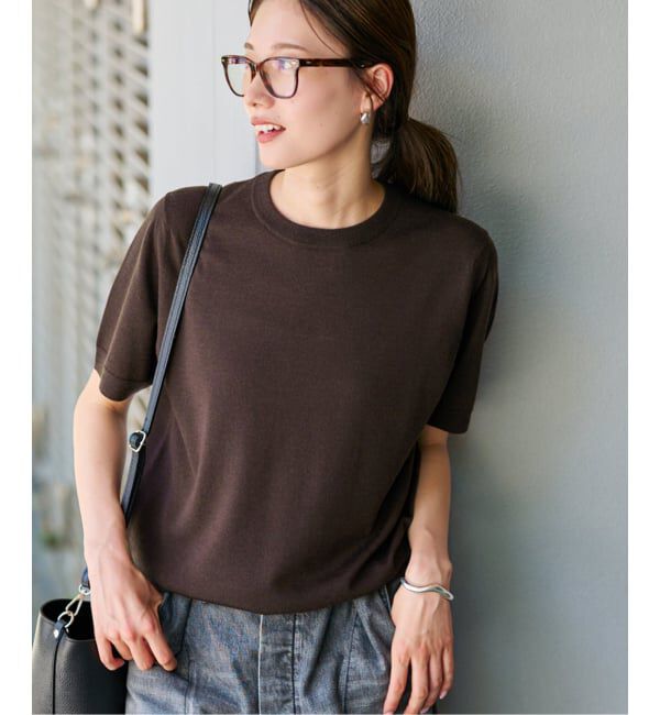 FRAMeWORK「イタリアヤーン basicハーフスリーブプルオーバー」|ニット・セーター|