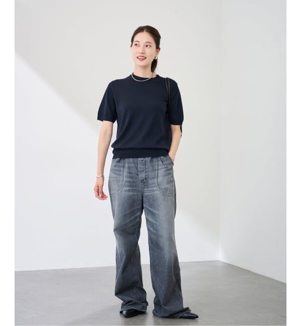 FRAMeWORK「イタリアヤーン basicハーフスリーブプルオーバー」|ニット・セーター|